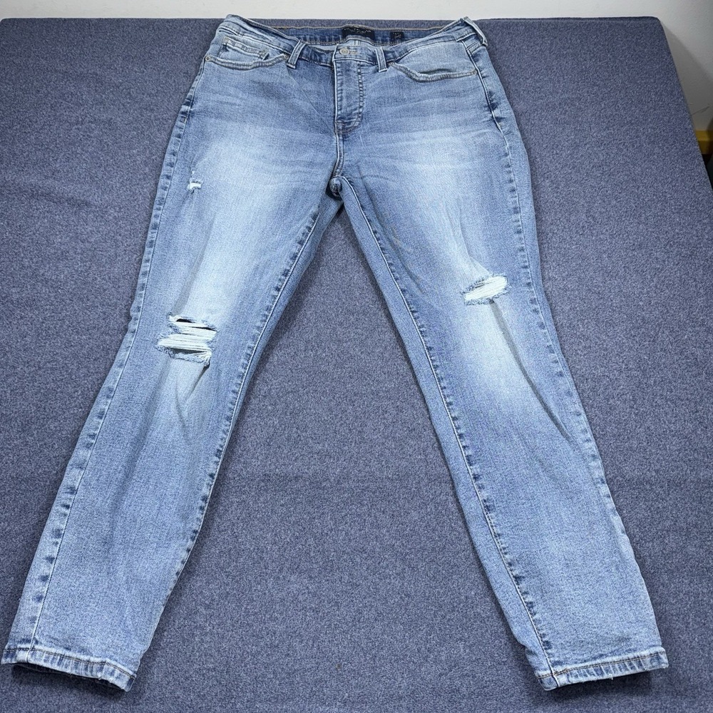 Lucky Brand Womens Ava Mid Rise Skinny Jeans 12/31 A Distressed Light Wash Denim